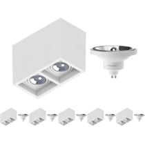 6 Luminária Sobrepor P/ 2 Lâmpada Boxit + 2 Lâmpada AR111 12W 4000K 6 Luminária Sobrepor P/ 2 Lâmpada Boxit + 2 Lâmpada AR111 12W 4000K