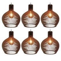 6 Luminarias Grandes Pendentes Lustre Decorativo Bar Lanchonete Restaurante Cor Marrom 6 Luminarias Grandes Pendentes Lustre Decorativo Bar Lanchonete Restaurante Cor Marrom