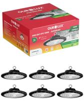6 Luminárias High Bay UFO Preto 100W Bivolt Cor da Luz Branco Frio 6500K Ourolux 6 Luminárias High Bay UFO Preto 100W Bivolt Cor da Luz Branco Frio 6500K Ourolux