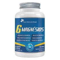 6 Magnésios Taurato Malato Bisglicinato Citrato 60 Capsulas 600mg - Flora Nativa