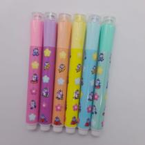 6 Marca Texto Unicórnio Cores Pastel Com Carimbo - Kaz