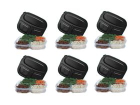 6 Marmitas Potes Plástico Marmitas Reutilizável Micro-ondas - Preto 6 Marmitas Potes Plástico Marmitas Reutilizável Micro-ondas - Preto