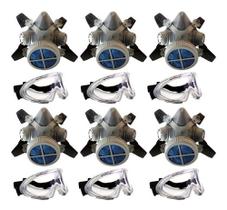 6 Máscaras 1/4 Facial Pó Mastt + 6 Óculos Prot. Spider