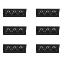 6 Micro Spot Triplo Embutido Downlight Pontual Preto Bet58