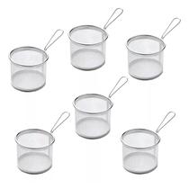 6 Mini Cesto Aramado 11cm Inox Fritura Servir Porções Fritas