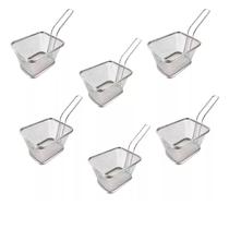 6 Mini Cestos Fritura Inox 12cm Servir Porção Batatas Fritas