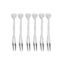 6 Mini Garfinho Talher Petisco Aperitivo Fondue Buffet Inox - Unygift