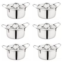6 Mini Panela Caçarola em inox pequena com tampa e alça