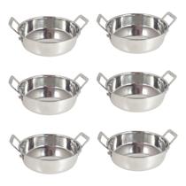 6 mini panelinha caçarola inox luxe p/ servir c/ alça m2 6 mini panelinha caçarola inox luxe p/ servir c/ alça m2