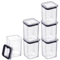 6 Mini Pote Empilhável 160ml Hermético Porta Tempero Sementes Granulados Itens de Costura
