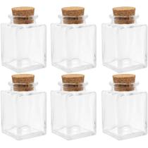 6 Mini Potes de Vidro Porta Temperos com Tampa de Rolha Lembrancinha Quadrados Lyor
