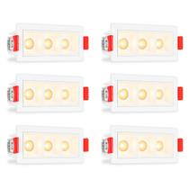6 Mini Spot Downlight Triplo Embutir 3000k Recuado Bet90