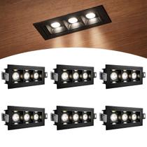 6 Mini Spot Led Triplo Downlight Embutir Corredor Sala Bet89