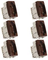 6 Módulo Tomada Sleek Marrom Brilhante 2P+T 10A MarGirius 6 Módulo Tomada Sleek Marrom Brilhante 2P+T 10A MarGirius