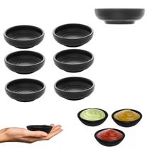 6 Molheiras Porta Shoyu Redondo Melamina Toquio Preto 50ml 6 Molheiras Porta Shoyu Redondo Melamina Toquio Preto 50ml