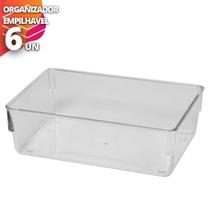 6 Organizadores Acrílico Empilhavel Cozinha Gaveta Cosmetico