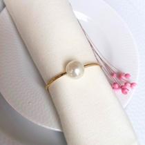6 ou 12 Anel Guardanapo Casamento Mesa Jantar Dourado Pérolad 6 ou 12 Anel Guardanapo Casamento Mesa Jantar Dourado Pérolad