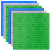 6 Pack grande rodapé de tijolos de construção em azul, verde, cinza, 10 x 10 polegadas Baseplates compatíveis com DUPLO, MEGA, Baseplate para DIY Play Table ou Wall