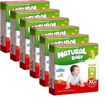 6 Pacotes: Fralda Infantil Descartável Natural Baby Premium Xg 70un - Ever Green