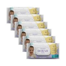 6 Pacotes - Toalhas Umedecidas Hipoalergênicas SEM Álcool - 100 Folhas com Tampa - Dorah Baby (Total 600 Folhas)