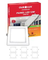 6 Painel Led De Embutir 12w Bivolt Cor da Luz Branco Quente Amarelada 2700k Quadrado