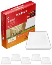 6 Painel Plafon Com Sensor de Presença 18w Cor da Luz 2700K Branco Quente Ourolux Sobrepor Biv
