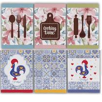 6 Panos De Copa 100 Algodão Felpudo Fiori Estampado Teka Portugal