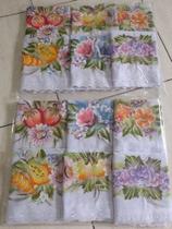 6 Panos De prato pintado a mão com bordado Inglês Coloridos