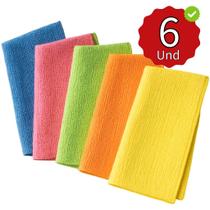 6 Panos Microfibra Alta Absorção Multiuso