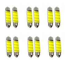 6 Pares Lâmpadas Led torpedo Teto Carro Cob 36mm 12v 6000k