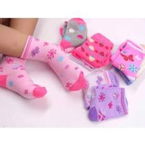 6 Pares Meia Infantil Criança Cano Alto Menina Atacado Cores 6 Pares Meia Infantil Criança Cano Alto Menina Atacado Cores