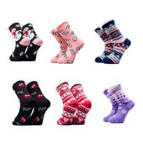 6 Pares Meia Unissex Feminino E Masculino Térmica Forrada Lã Adulto Antiderrapante Para Inverno Frio