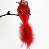 6 PCS Pássaros Vermelhos Cardeal com Clip Árvore de Natal Decoração Artificial Pássaros Vermelhos com Penas para o Natal Casamento Inverno Tema Decoração Coroa de Flores Ornamentos DIY Artesanato - BleSky