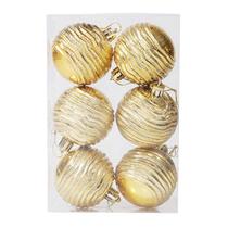 6 Pcs/set Clássico Enfeites de Árvore de Natal Bolas Pendente Parede Janela Presente Melhor Desejo para Decoração de Festa home office - Ouro