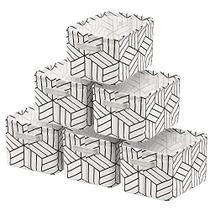 6 Pcs Storage Basket Foldable Cube Bins Square Mini Box Receber Tela retângulo organizador com alças para o Berçário Home Office Kids Toys Books Pequenos 11x8x6,3 polegadas Branco