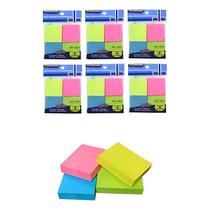 6 Pct Bloco Anotações Adesivo 4 Cores Neon 37.5x50mm 4x100 Amarelo