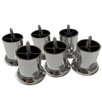 6 Pé Cromado Para Móveis Sofá Puff Anti-risco 6cm Com Nfe