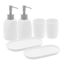 6 Peças Branca Porta Escova Sabonete Líquido Sabonete Barra