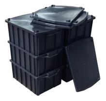 6 Peças Caixa Plastica Organizadora Com Tampa 28l Tipo 6 Peças Caixa Plastica Organizadora Com Tampa 28l Tipo