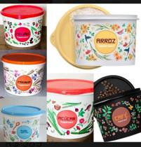 6 peças - Conjunto Floral arroz 2k, feijão, farinha, açúcar, café e sal