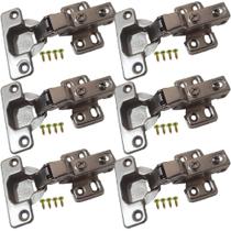 6 Peças - Dobradiça Para Armario Com Amortecedor De 35mm Curva