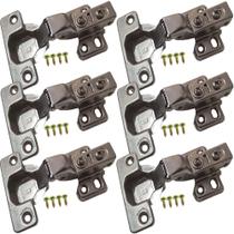 6 Peças - Dobradiça Para Armario Com Amortecedor De 35mm Super Curva