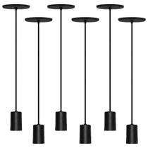 6 Pendente Cabo Ajustável Dot Metal Vintage Preto Taschibra