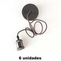 6 Pendente Industrial Aluminio Preto Metalizado Quarto Ali83 6 Pendente Industrial Aluminio Preto Metalizado Quarto Ali83