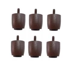 6 Pés De 12cm Madeira Marrom Cama Box Ou Baú Solteiro