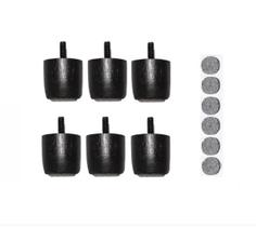 6 Pés Jr 4 Cm Preto P/ Cama Box Baú Queen King C/ Feltro