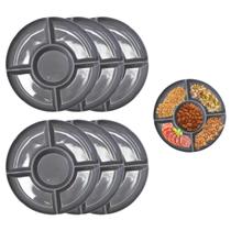 6 Petisqueira Melamina 23cm Prato 5 DivisõesPorções Petisco