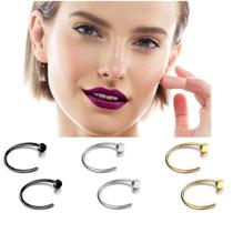 6 Piercings Aço Cirúrgico Prateado Preto Dourado 8mm