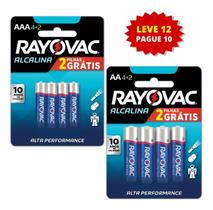6 Pilhas Alcalinas Rayovac Aa + 6 Alcalinas Aaa