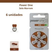 6 Pilhas / Bateria Auditiva Power One 312 Selo Marron